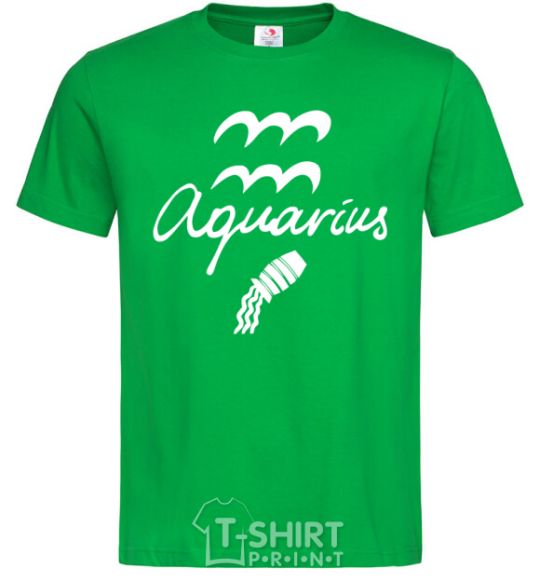 Men's T-Shirt Aquarius white kelly-green фото