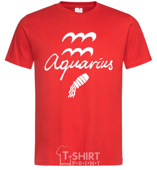 Men's T-Shirt Aquarius white red фото