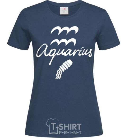 Women's T-shirt Aquarius white navy-blue фото