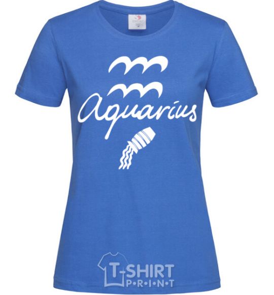 Women's T-shirt Aquarius white royal-blue фото