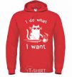 Men`s hoodie I do what i want cat bright-red фото