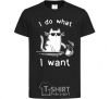 Детская футболка I do what i want cat Черный фото