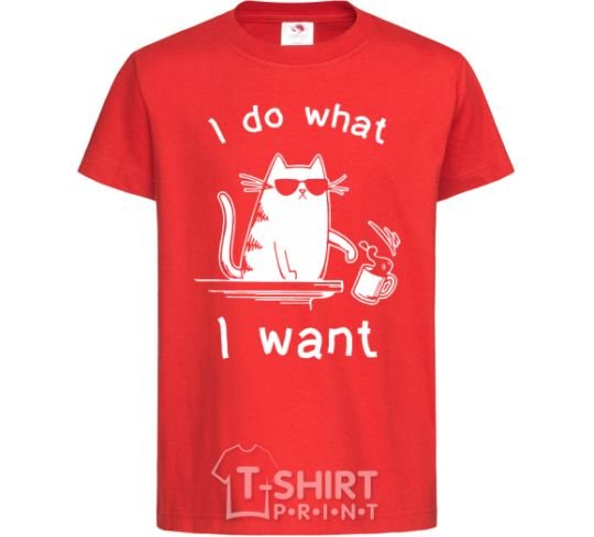 Kids T-shirt I do what i want cat red фото