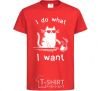 Детская футболка I do what i want cat Красный фото