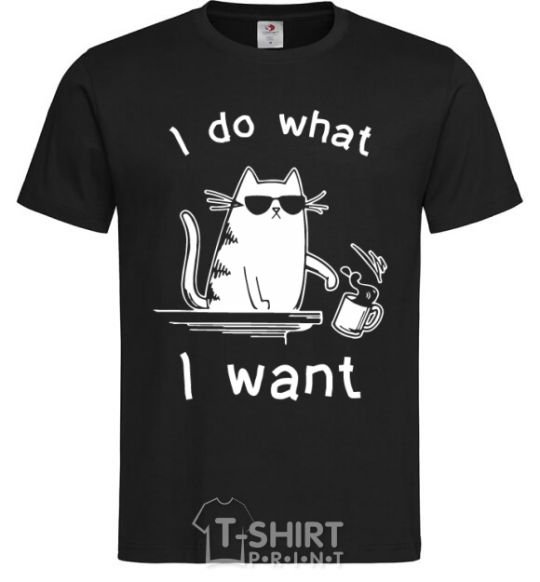 Мужская футболка I do what i want cat Черный фото