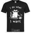 Мужская футболка I do what i want cat Черный фото