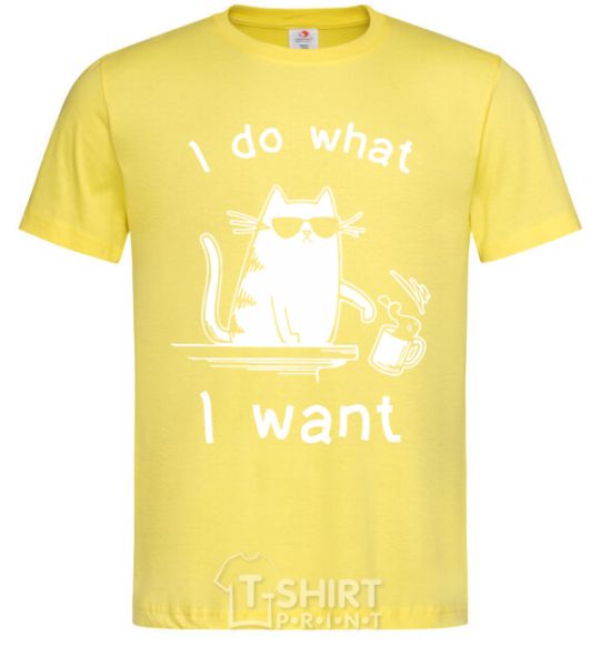 Men's T-Shirt I do what i want cat cornsilk фото