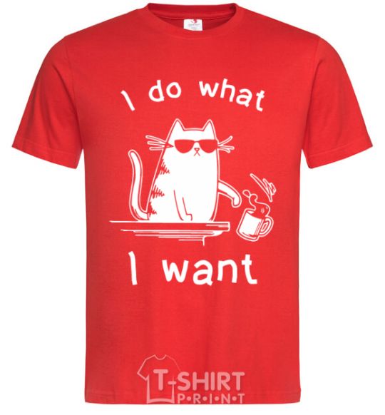 Men's T-Shirt I do what i want cat red фото