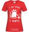 Женская футболка I do what i want cat Красный фото