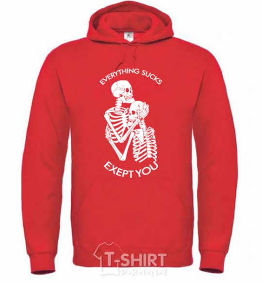 Men`s hoodie Everything sucks exept you bright-red фото