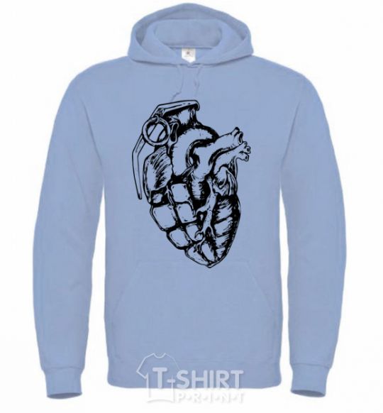 Men`s hoodie Bomb heart sky-blue фото