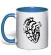 Mug with a colored handle Bomb heart royal-blue фото