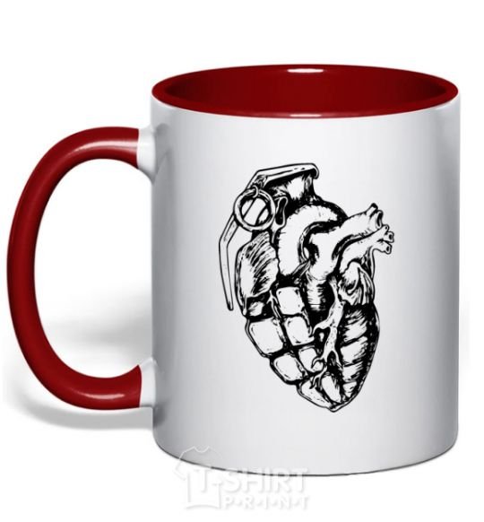 Mug with a colored handle Bomb heart red фото