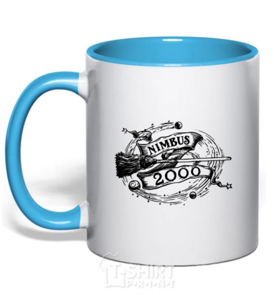 Mug with a colored handle Nimbus 2000 sky-blue фото