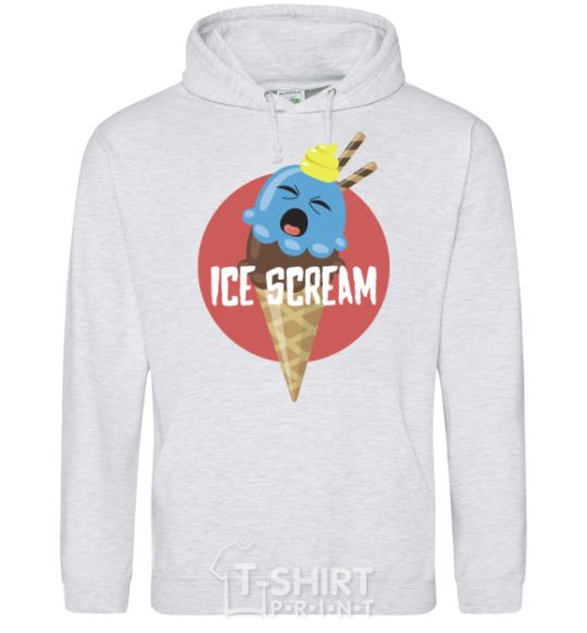 Men`s hoodie Ice scream red sport-grey фото