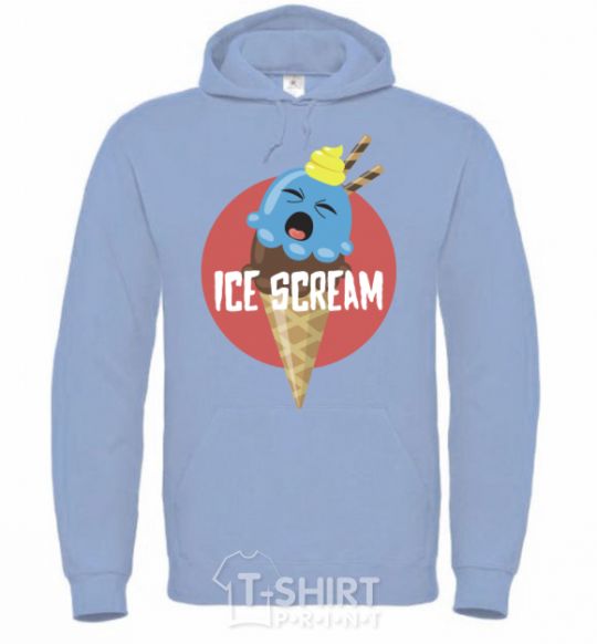 Men`s hoodie Ice scream red sky-blue фото