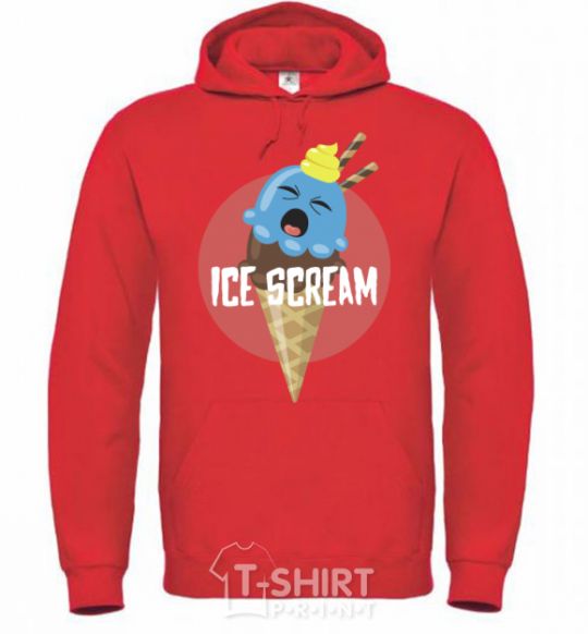 Men`s hoodie Ice scream red bright-red фото