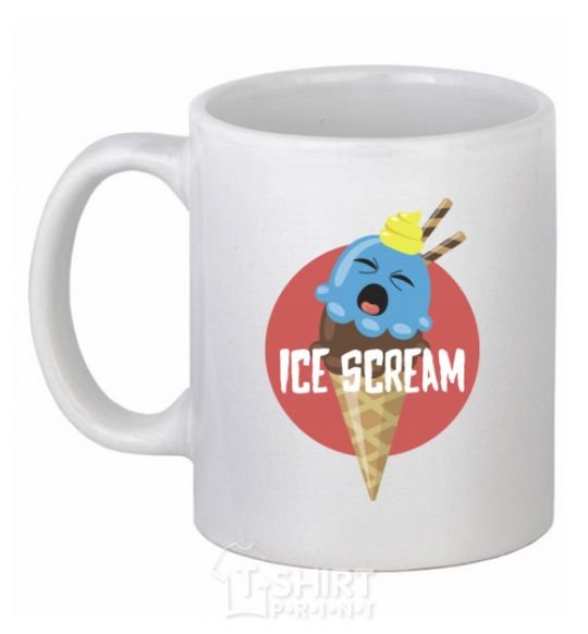 Чашка керамическая Ice scream red Белый фото