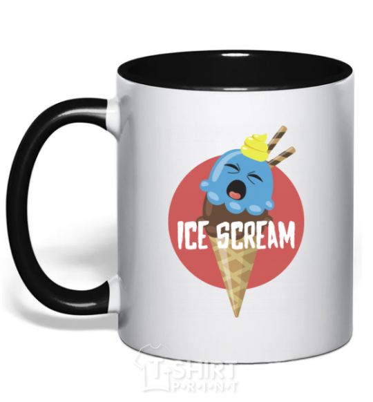 Mug with a colored handle Ice scream red black фото