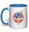 Mug with a colored handle Ice scream red royal-blue фото