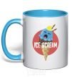 Mug with a colored handle Ice scream red sky-blue фото