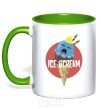 Mug with a colored handle Ice scream red kelly-green фото