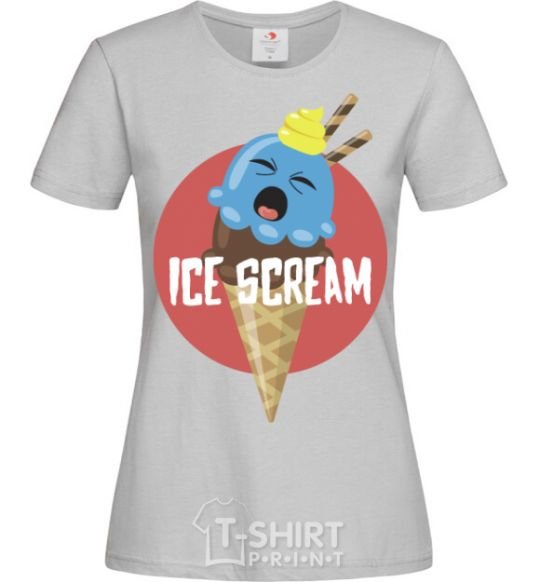 Women's T-shirt Ice scream red grey фото
