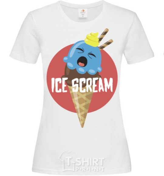 Women's T-shirt Ice scream red White фото