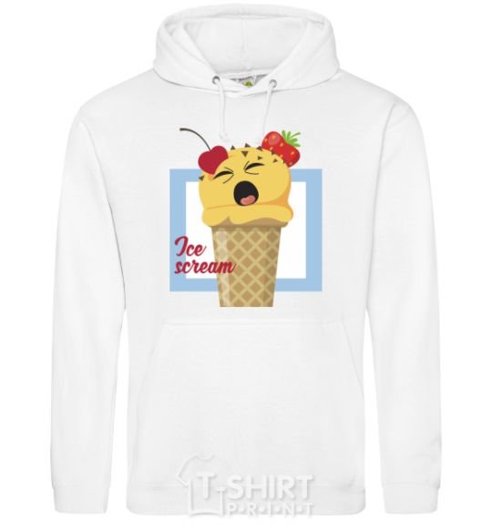 Men`s hoodie Ice scream blue White фото