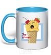 Mug with a colored handle Ice scream blue sky-blue фото