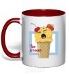 Mug with a colored handle Ice scream blue red фото