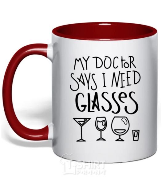 Mug with a colored handle I need some glasses red фото