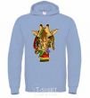 Men`s hoodie A giraffe chewing grass sky-blue фото