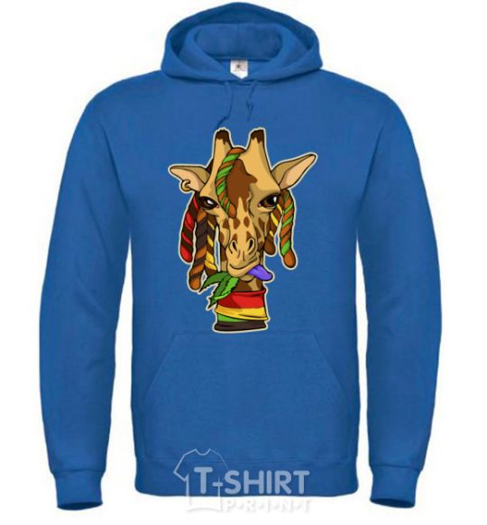 Men`s hoodie A giraffe chewing grass royal фото