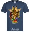 Men's T-Shirt A giraffe chewing grass navy-blue фото