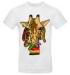 Men's T-Shirt A giraffe chewing grass White фото