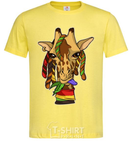 Men's T-Shirt A giraffe chewing grass cornsilk фото