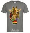 Men's T-Shirt A giraffe chewing grass dark-grey фото