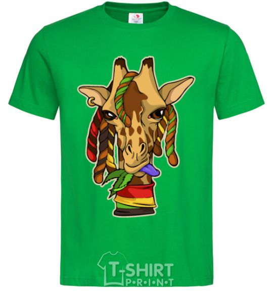 Men's T-Shirt A giraffe chewing grass kelly-green фото