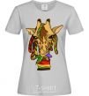 Women's T-shirt A giraffe chewing grass grey фото