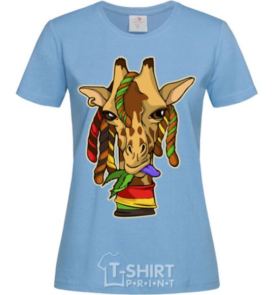Женская футболка Жираф жует траву Голубой фото