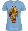 Women's T-shirt A giraffe chewing grass sky-blue фото