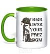 Mug with a colored handle Their lives your freedom kelly-green фото