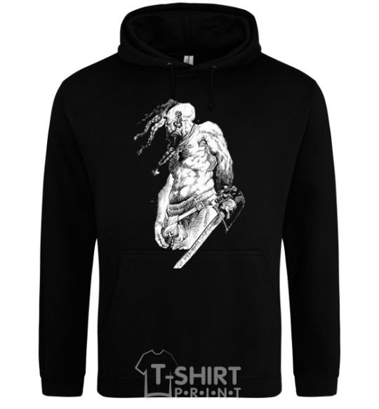 Men`s hoodie Cossack with a saber black фото