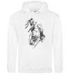 Men`s hoodie Cossack with a saber White фото