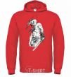 Men`s hoodie Cossack with a saber bright-red фото