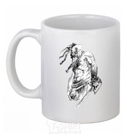 Ceramic mug Cossack with a saber White фото