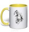 Mug with a colored handle Cossack with a saber yellow фото