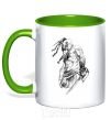 Mug with a colored handle Cossack with a saber kelly-green фото