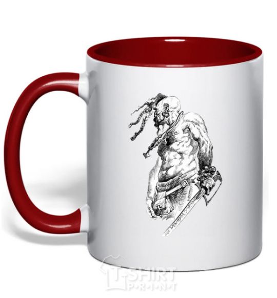 Mug with a colored handle Cossack with a saber red фото